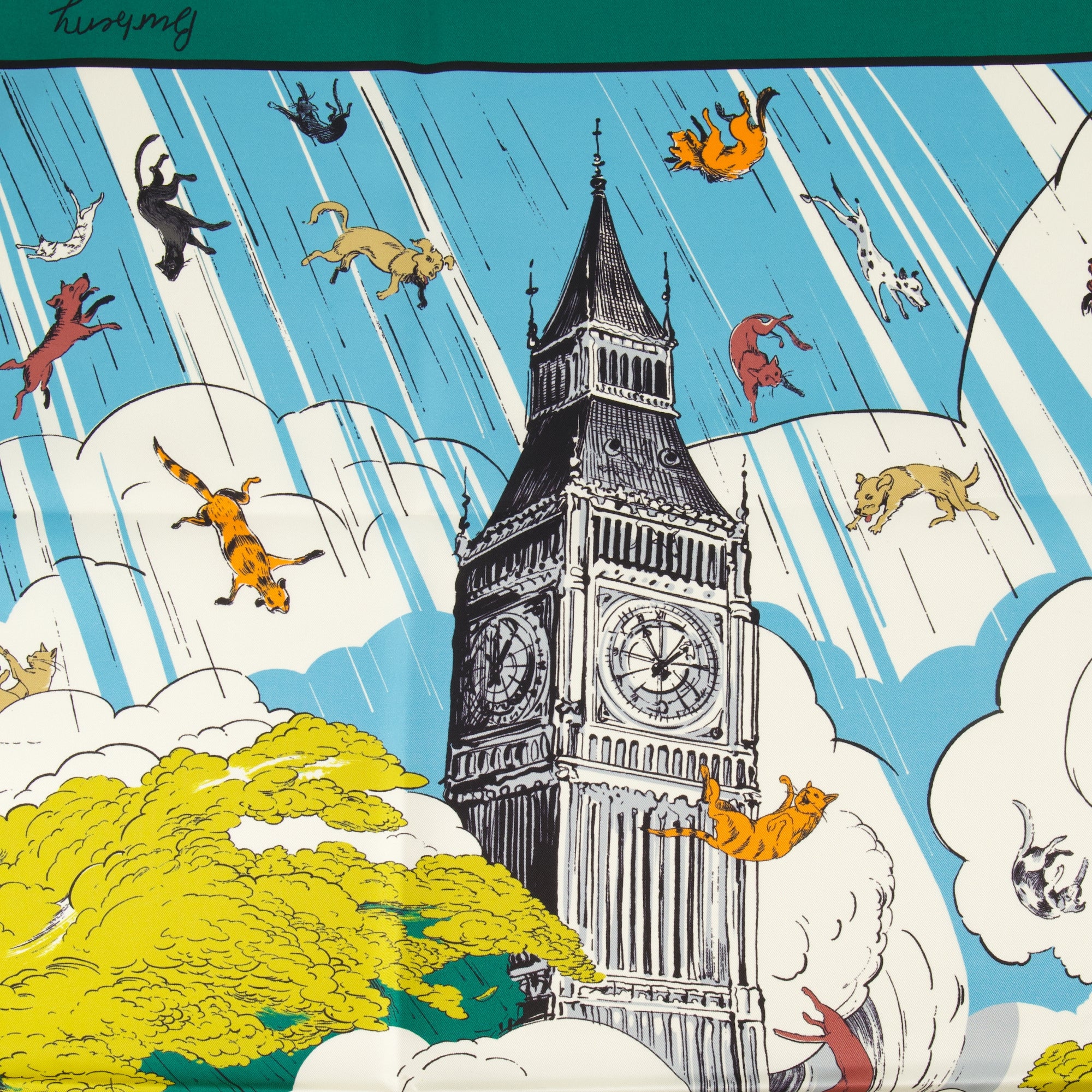 Écharpes, foulards et gants Foulard Raining Cats & Dogs Burberry Vert Unisexe