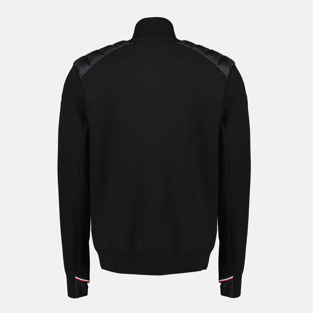 Image de l'article Cardigan zippé matelassé en laine noir de la marque Moncler Grenoble pour Homme - Saison Automne-Hiver 2025 - Vue de Dos