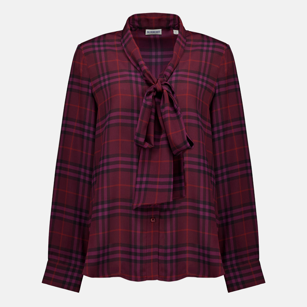 Tops Blusa di Seta a Spina di Pesce Burberry Violet Femme