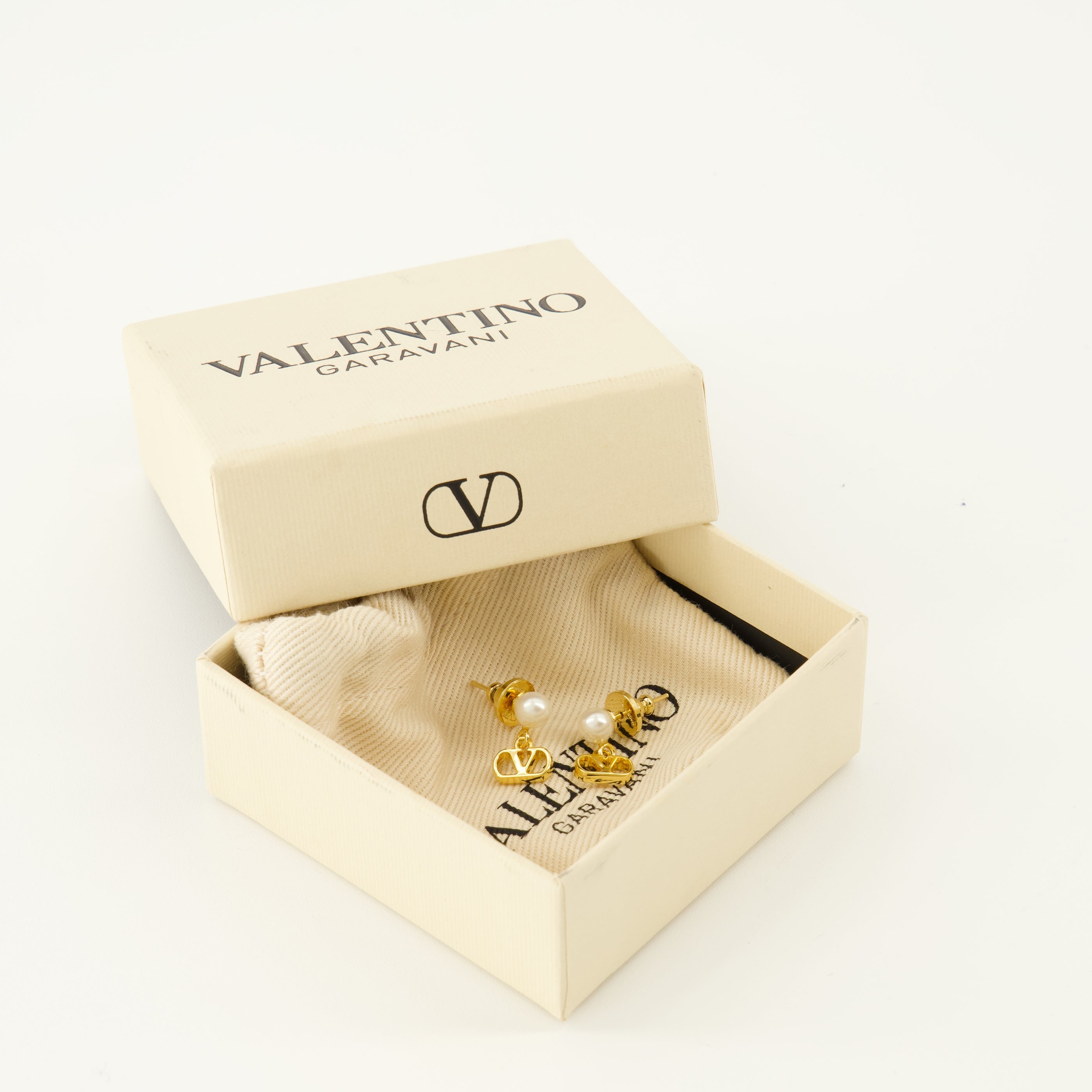 Bijoux Boucles d'oreilles VLogo avec perles Valentino Garavani Doré Femme