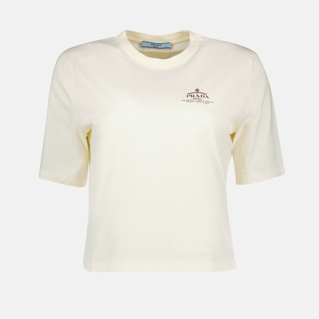 T-shirts T-shirt à logo Prada Beige Femme