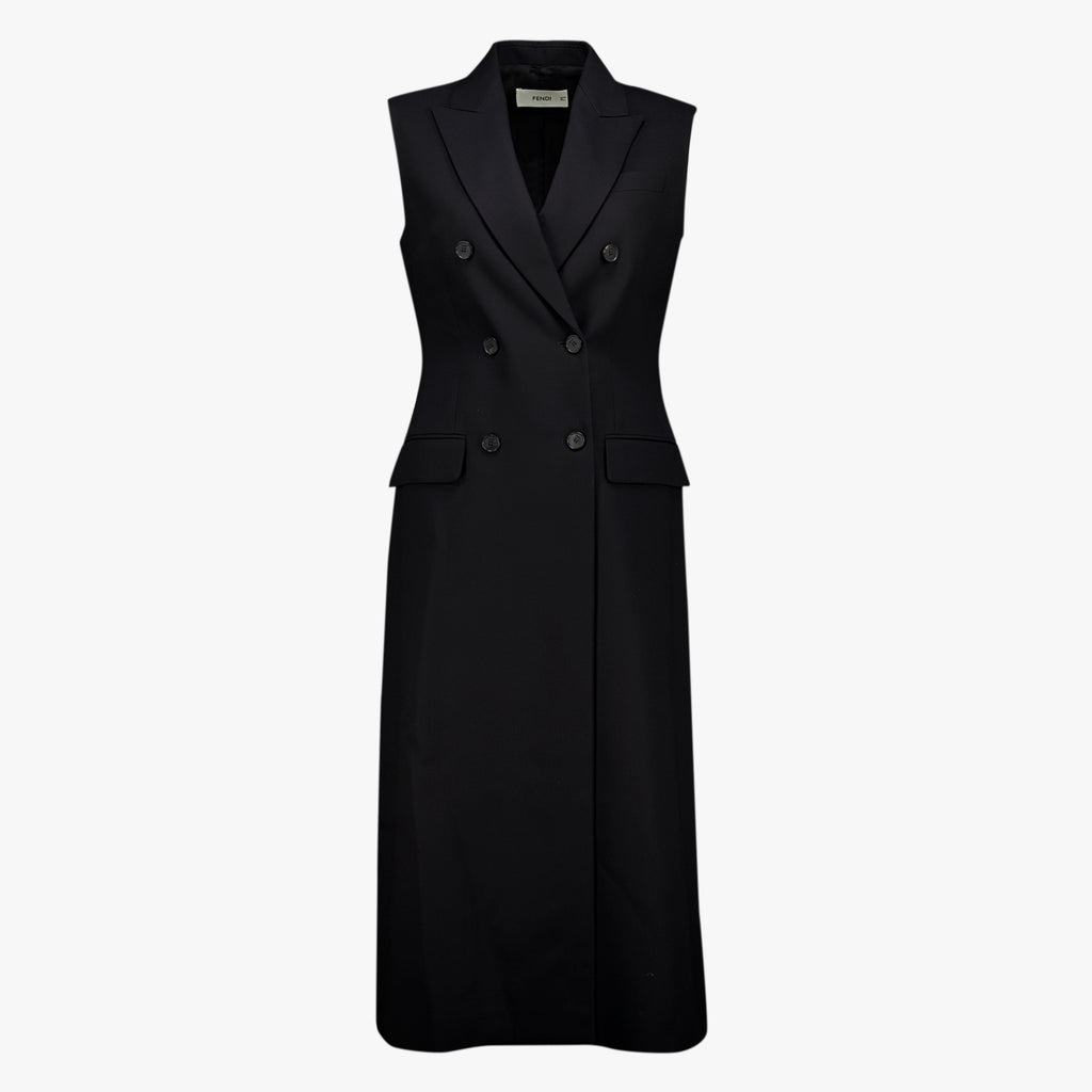Robes Schwarzes Mantel-Kleid Fendi Noir Femme