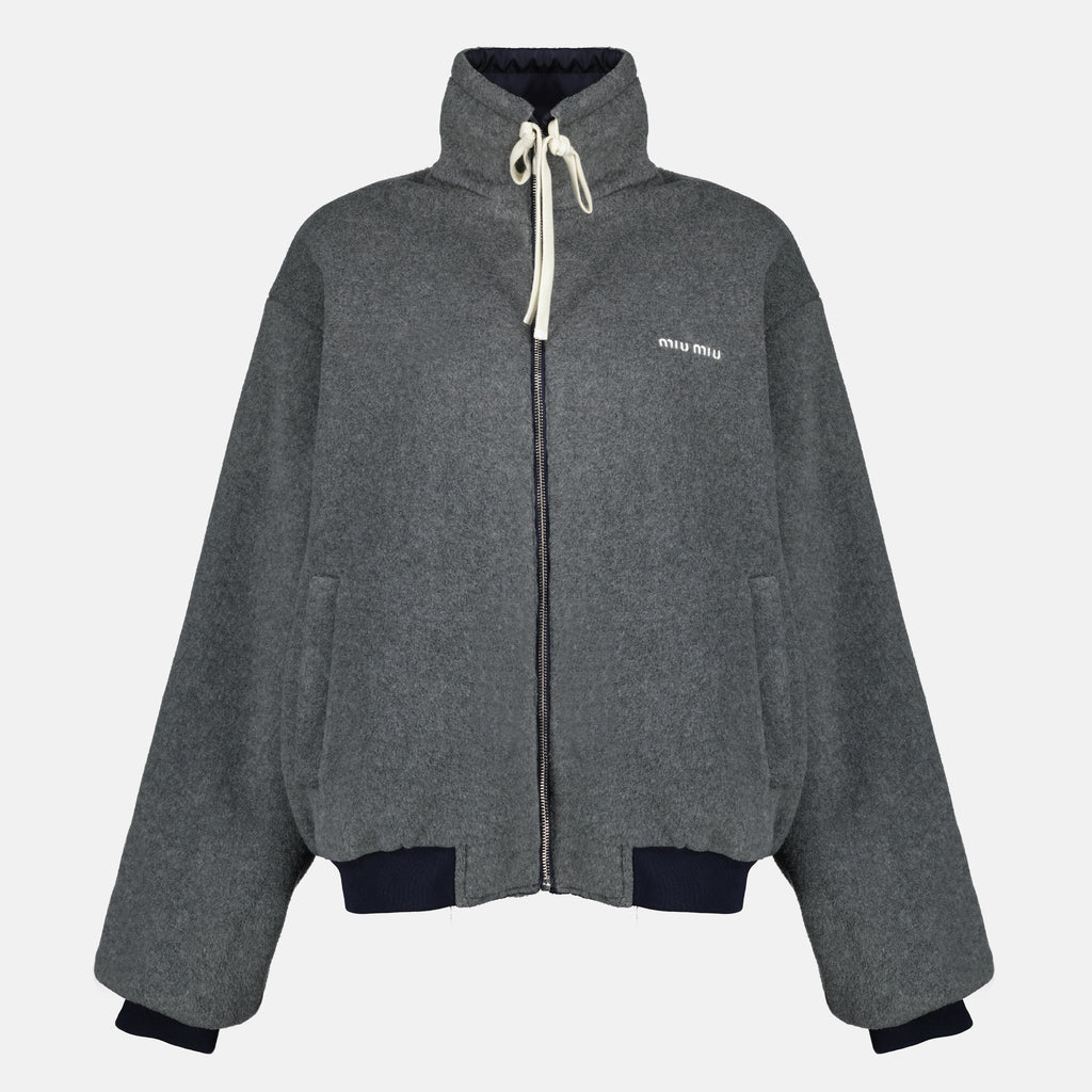 Vestes Blouson réversible bleu et gris Miu Miu Bleu foncé Femme