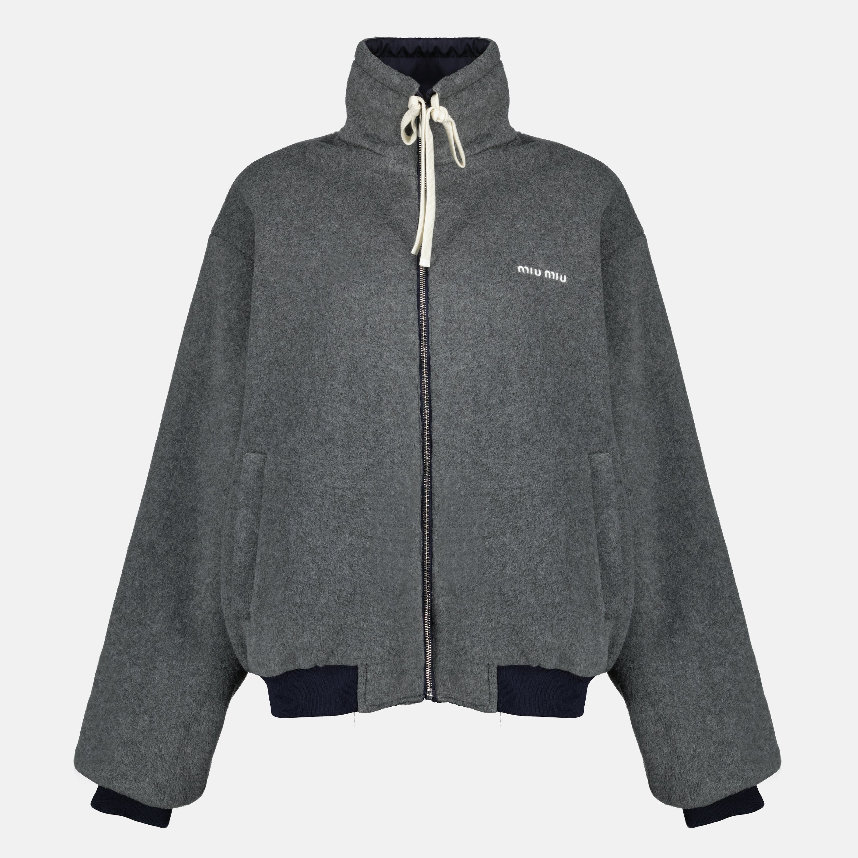 Vestes Blouson réversible bleu et gris Miu Miu Bleu foncé Femme