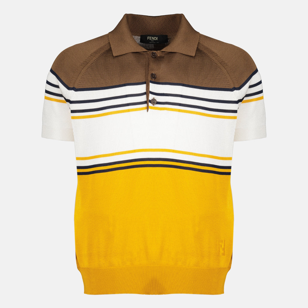 Polos 다채로운 스트라이프 폴로 Fendi Jaune Homme