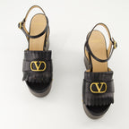 플랫폼 슈즈 VLogo 웨지 샌들 Valentino Garavani 검은색 Femme