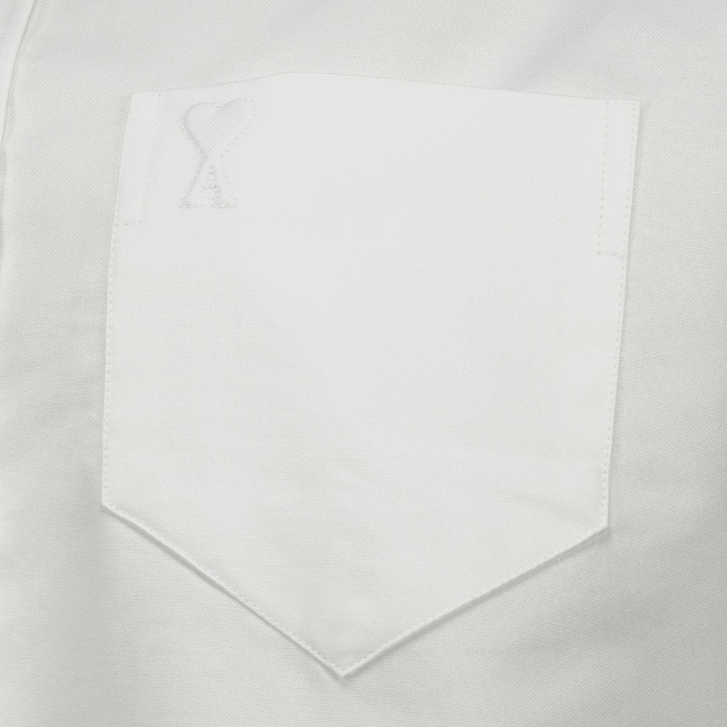 Chemises Camicia Corta Bianca in Cotone Ami PARIS Blanc Femme