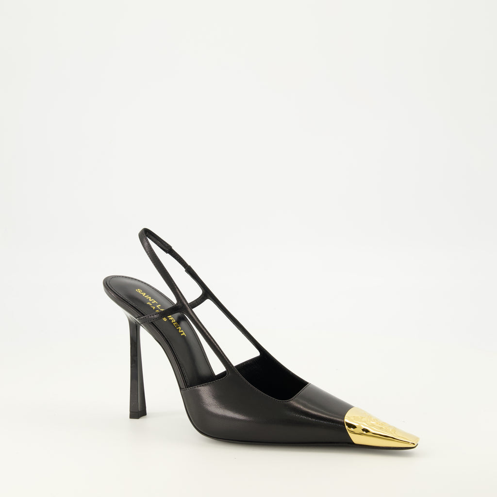 Escarpins ジャンヌ スリングバッグ ブラックレザー Saint Laurent Noir Femme