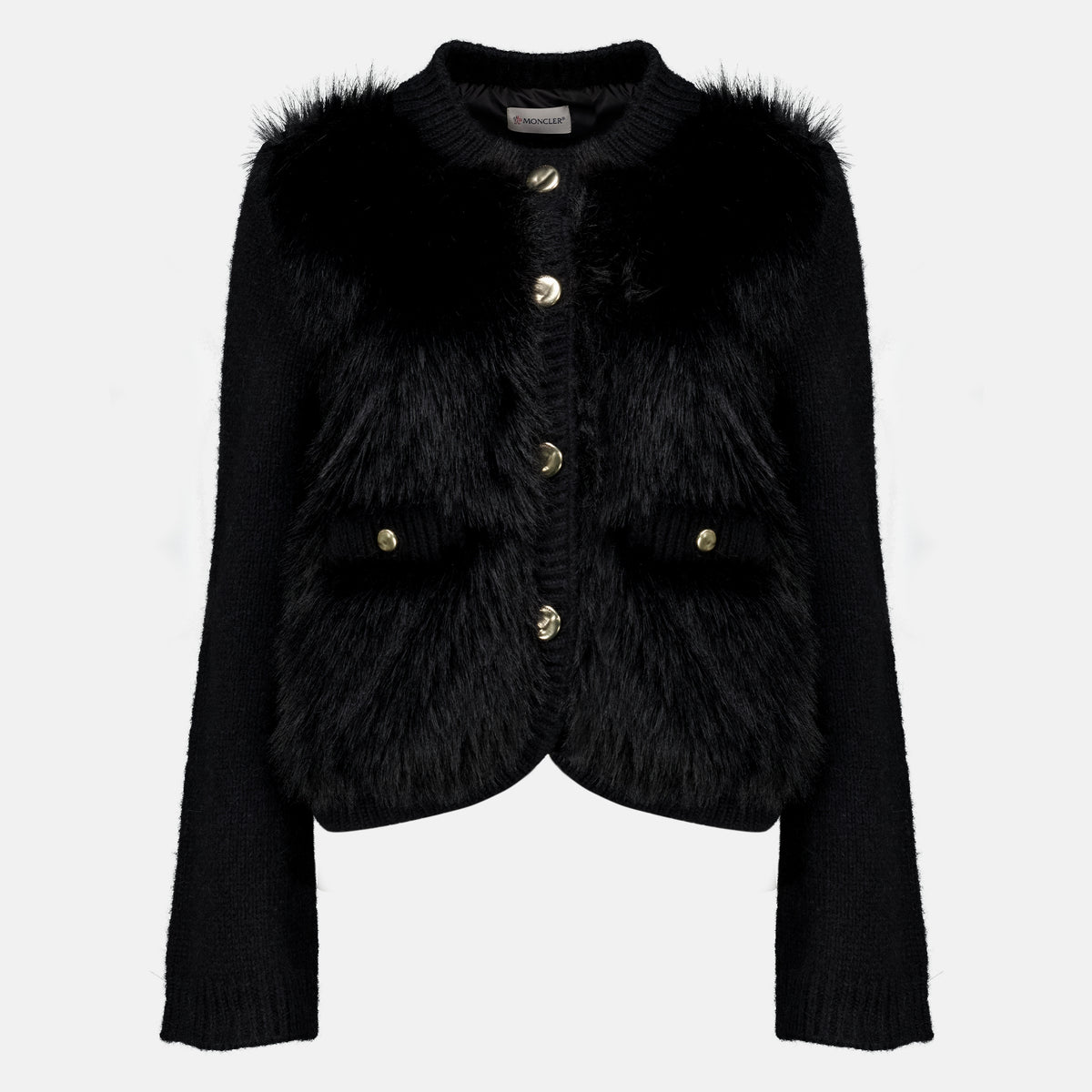 Maille Black Alpaca and Wool Cardigan Moncler Noir Femme
