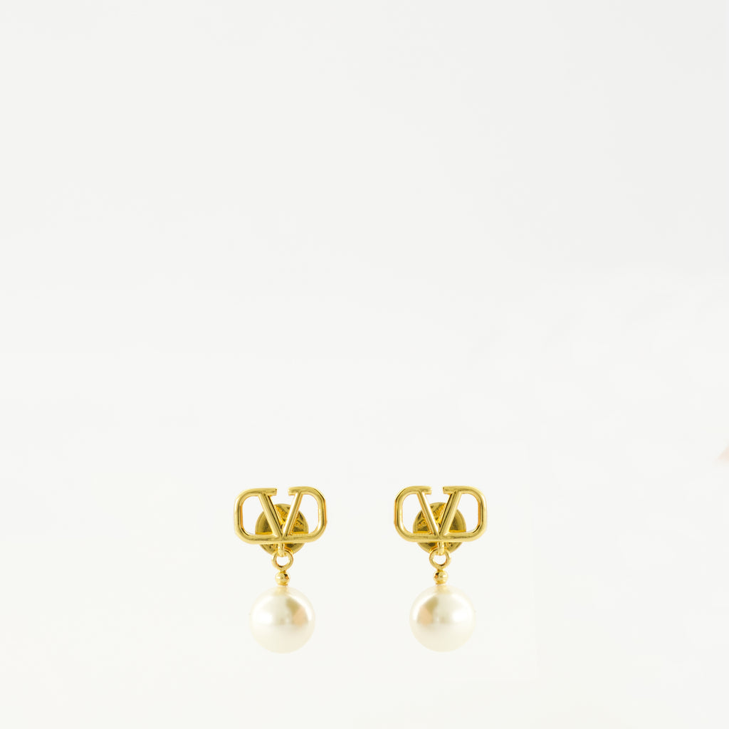 Bijoux Brincos VLogo com Pérola Valentino Garavani Doré Femme