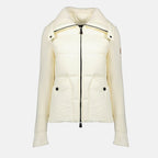 Imagem do cardigan de lã branco com fecho éclair da Moncler Grenoble para Mulheres - Coleção Outono-Inverno 2025 - Vista Frontal