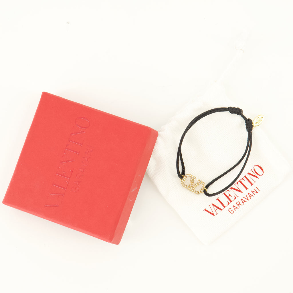 Bijoux VLogo Bracelet in Cotton and Swarovski® Crystals Valentino Garavani Noir Femme