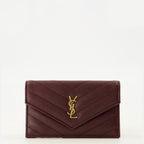 Immagine dell'articolo Porta-carte Fragments Cassandre in pelle bordeaux del marchio Saint Laurent per Donna - Stagione Primavera-Estate 2026 - Vista Frontal