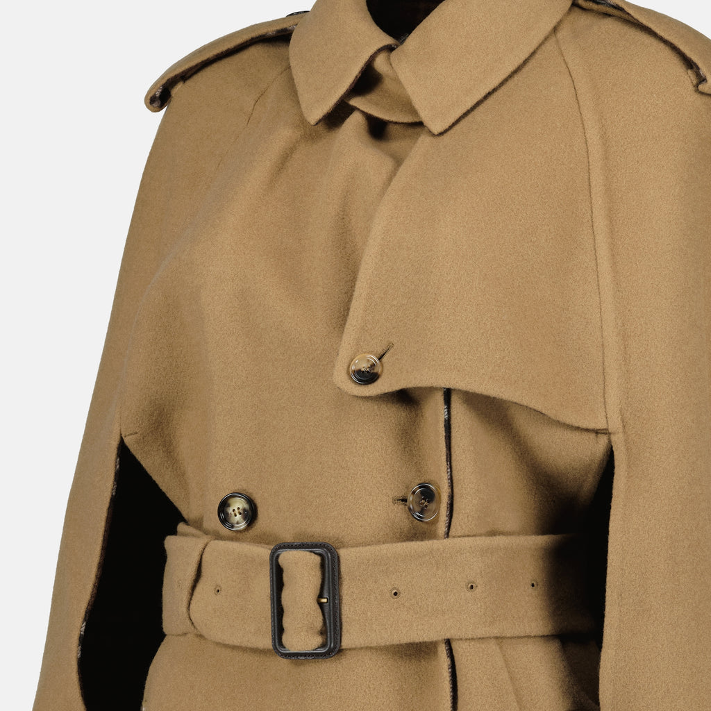 Image de l'article Cape Belmont en laine marron de la marque Burberry pour Femme - Saison Automne-Hiver 2025 - Vue détaillée_2