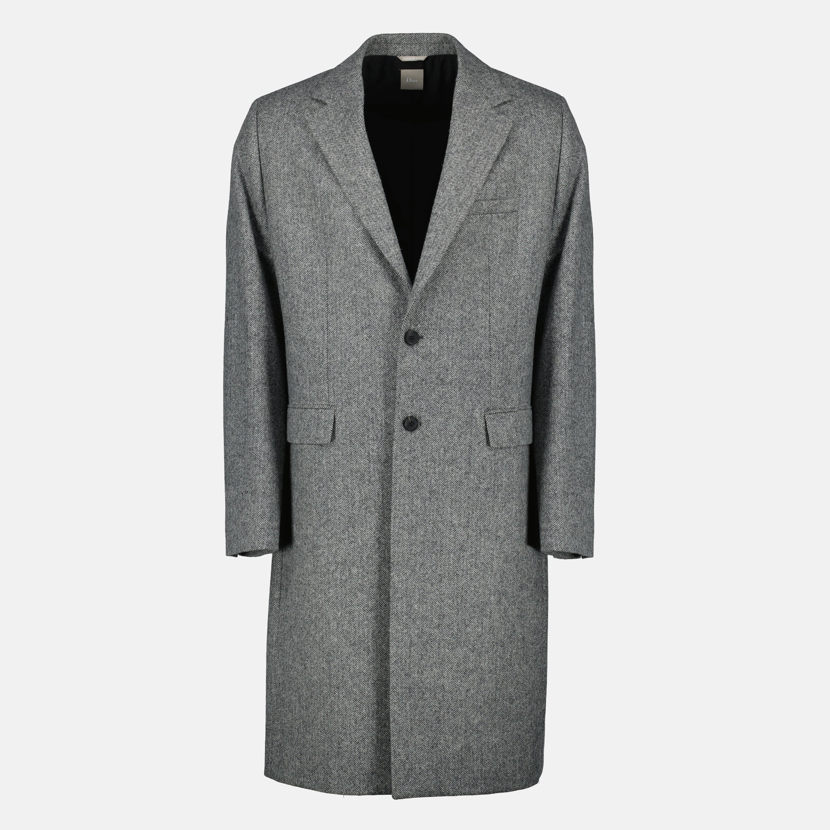 Image of the article Grey wool coat from the brand Dior for Men - Spring-Summer 2026 - Front View