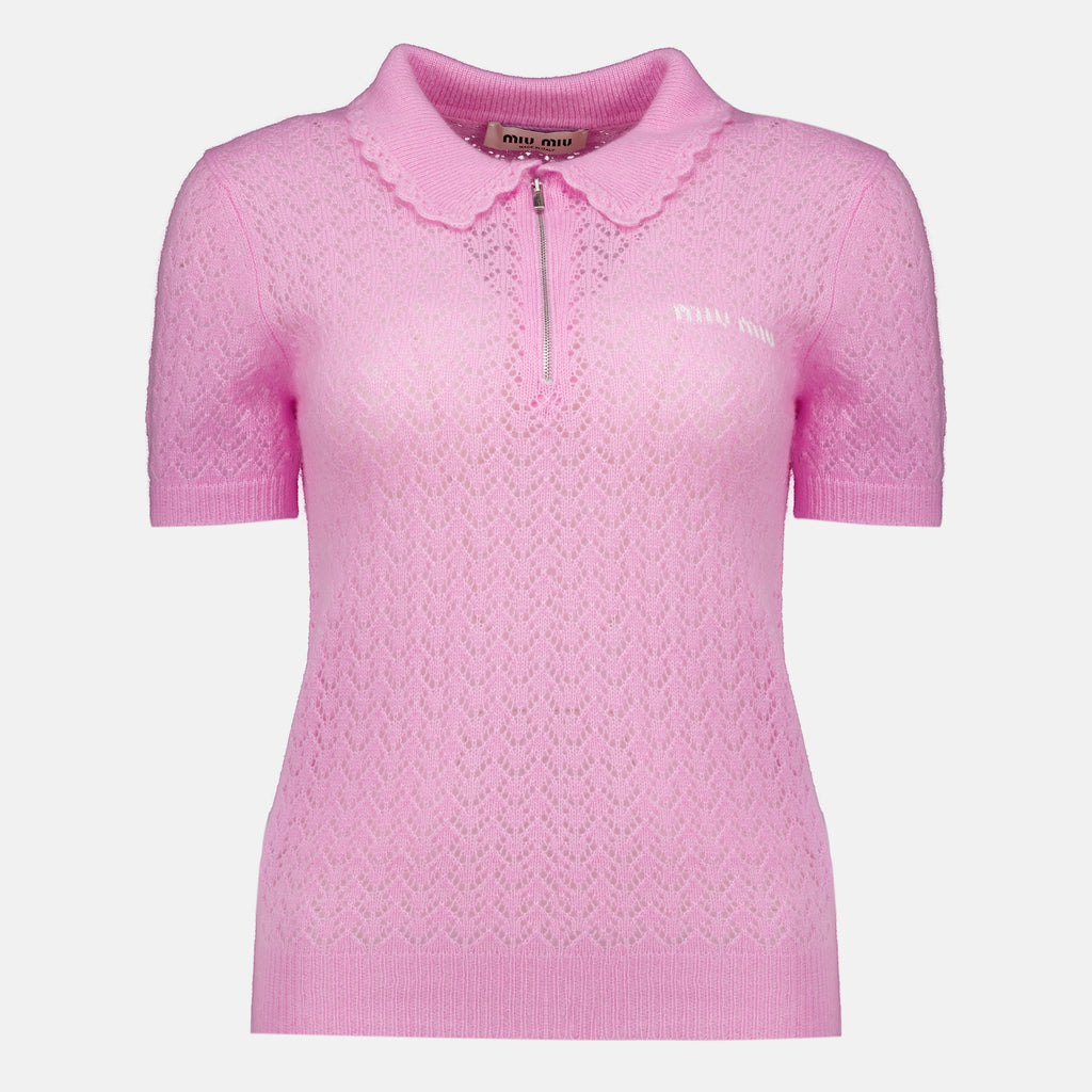 Polos Pink Cashmere and Silk Polo Miu Miu Rose Femme