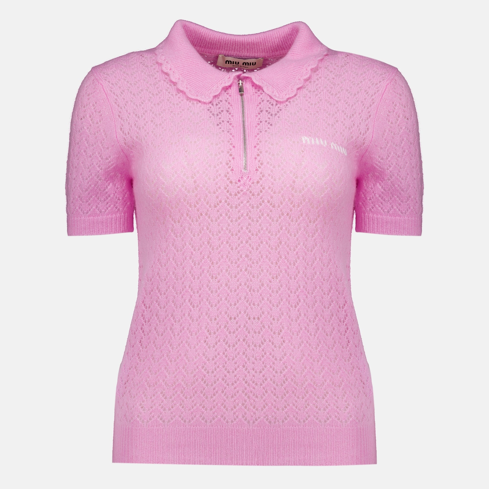 Polos Pink Cashmere and Silk Polo Miu Miu Rose Femme