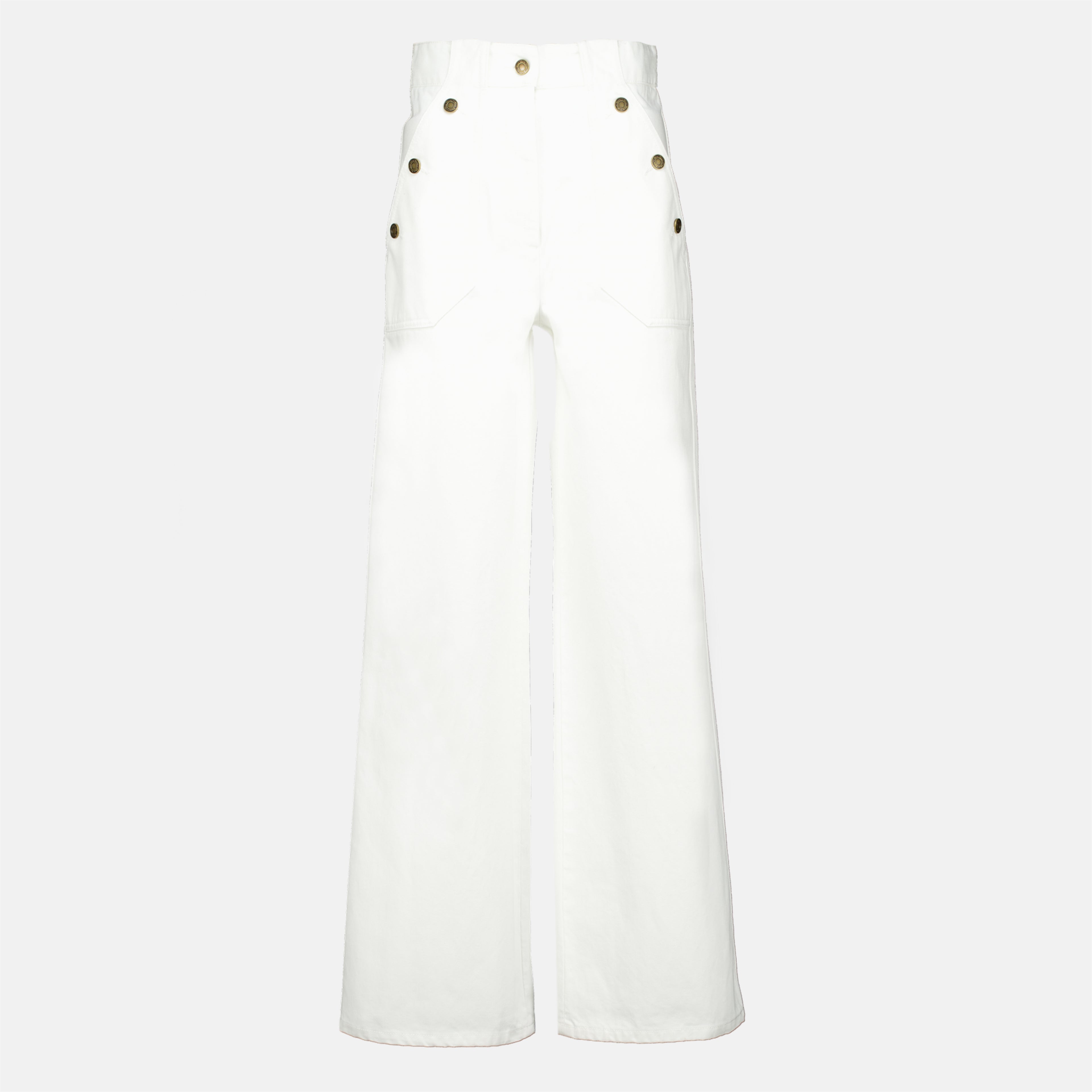 Pantalons 와이드 화이트 불 코튼 팬츠 Max Mara Blanc Femme