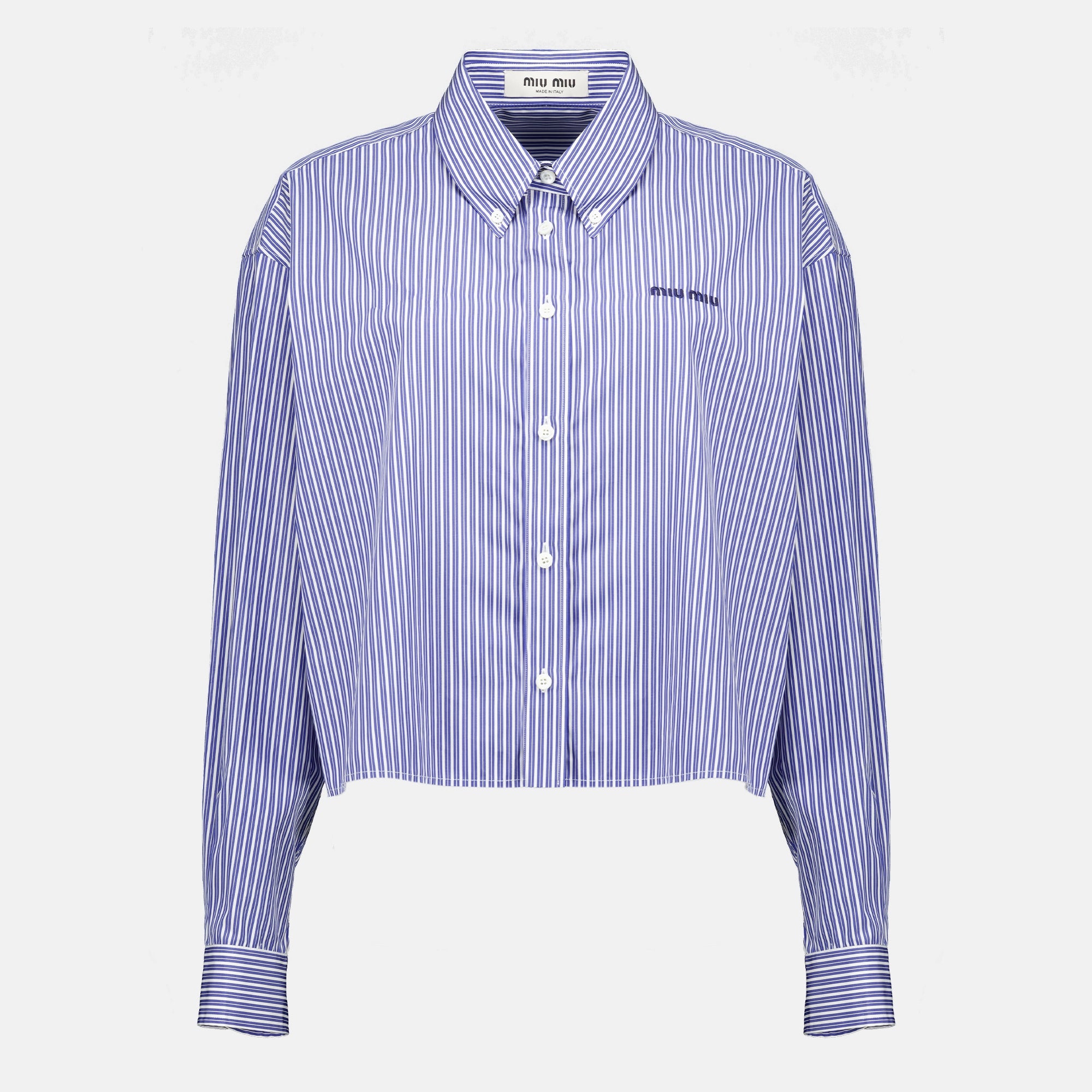 Chemises Camisa Popeline Risgada Azul Marinho Miu Miu Bleu foncé Femme