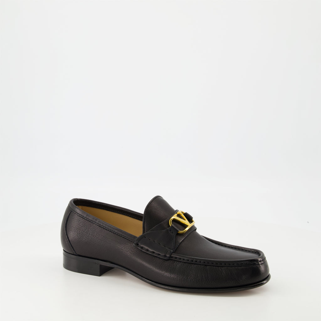 Mocassins VLogo ブラックナッパレザーモカシン Valentino Garavani Noir Homme