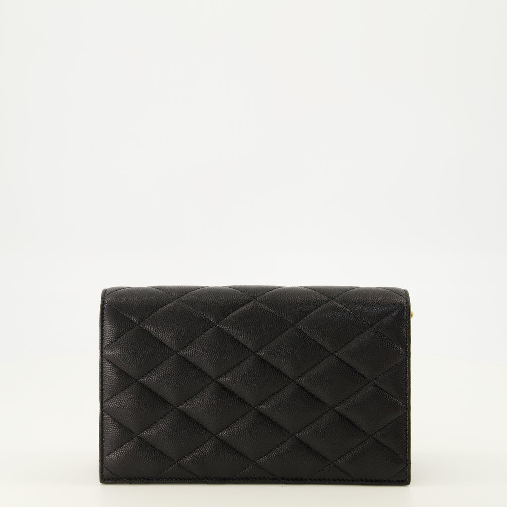 Petite maroquinerie 검은 가죽 체인이 있는 파리 지갑 Saint Laurent Noir Femme