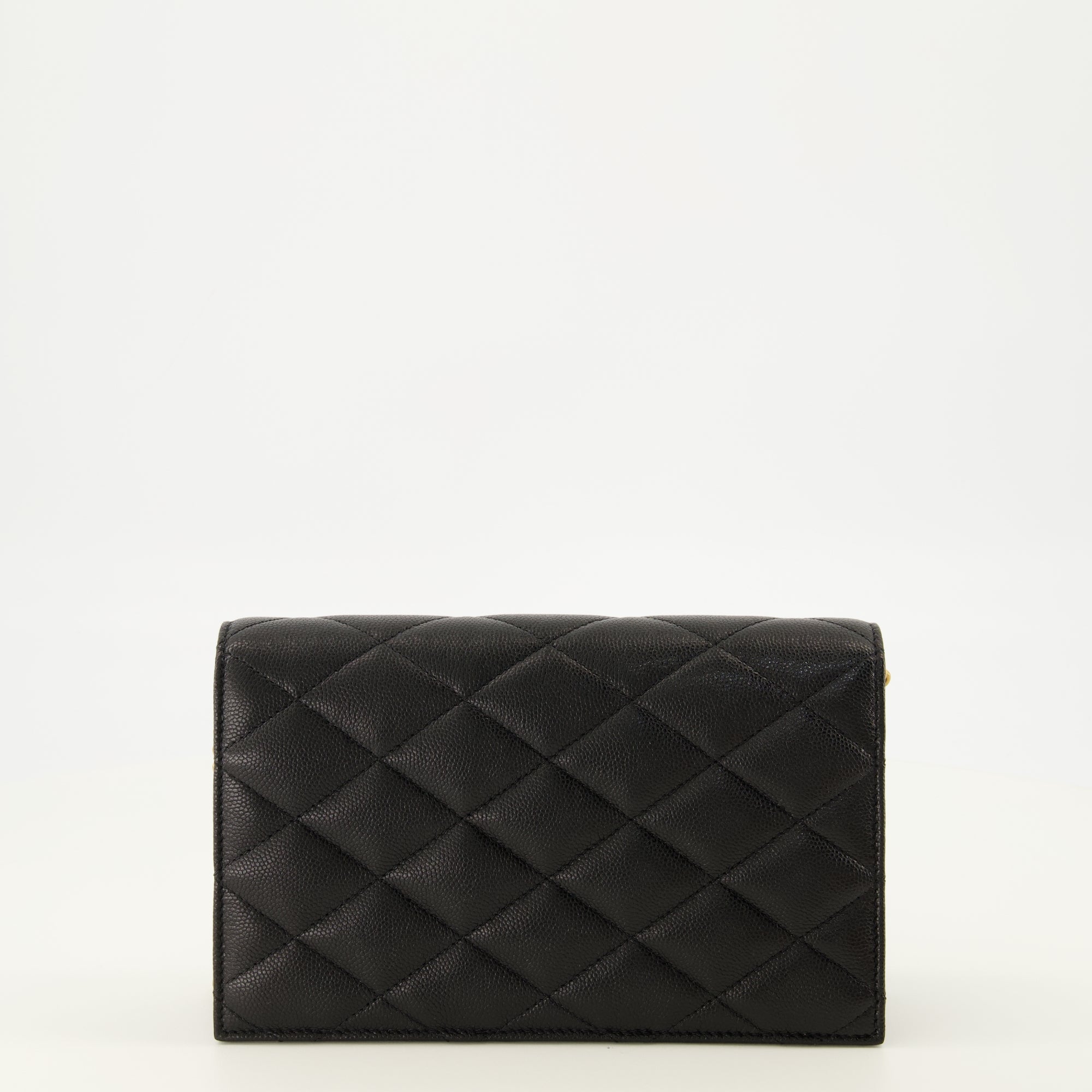 Petite maroquinerie 검은 가죽 체인이 있는 파리 지갑 Saint Laurent Noir Femme