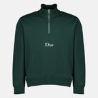 Image de l'article Pull à col zippé en molleton de coton vert de la marque Dior pour Homme - Saison Printemps-Été 2026 - Vue de Face