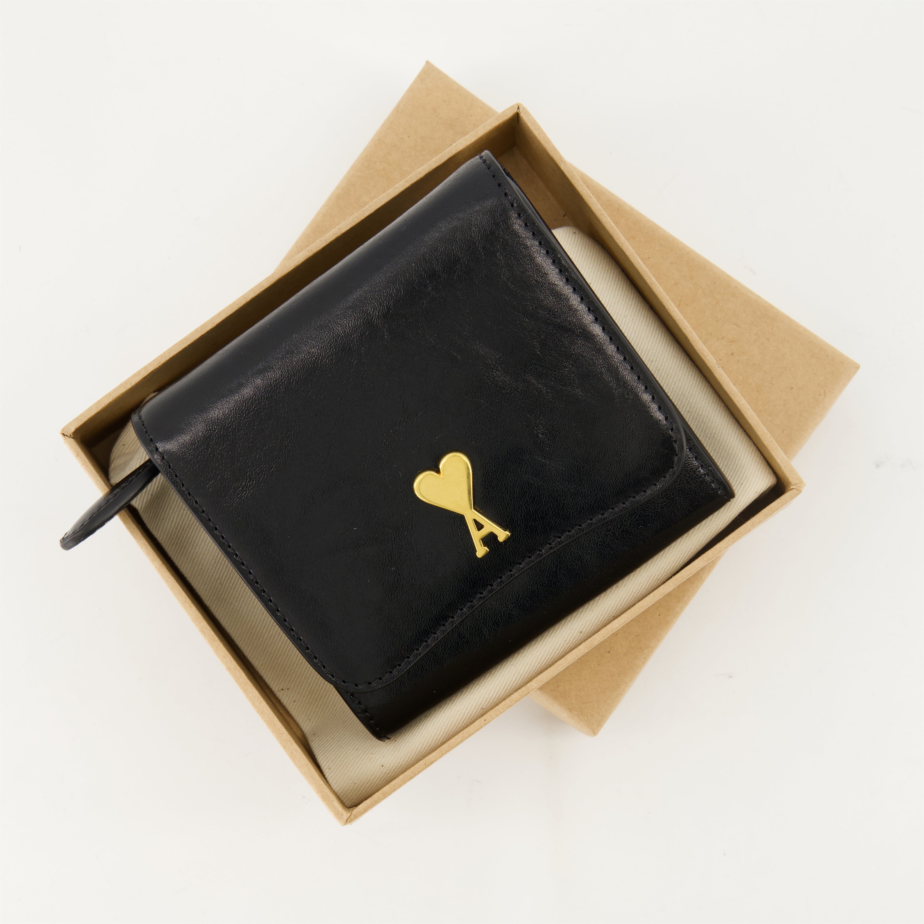 Kleine lederwaren Lederbörse Paris Paris Ami PARIS Schwarz Unisex