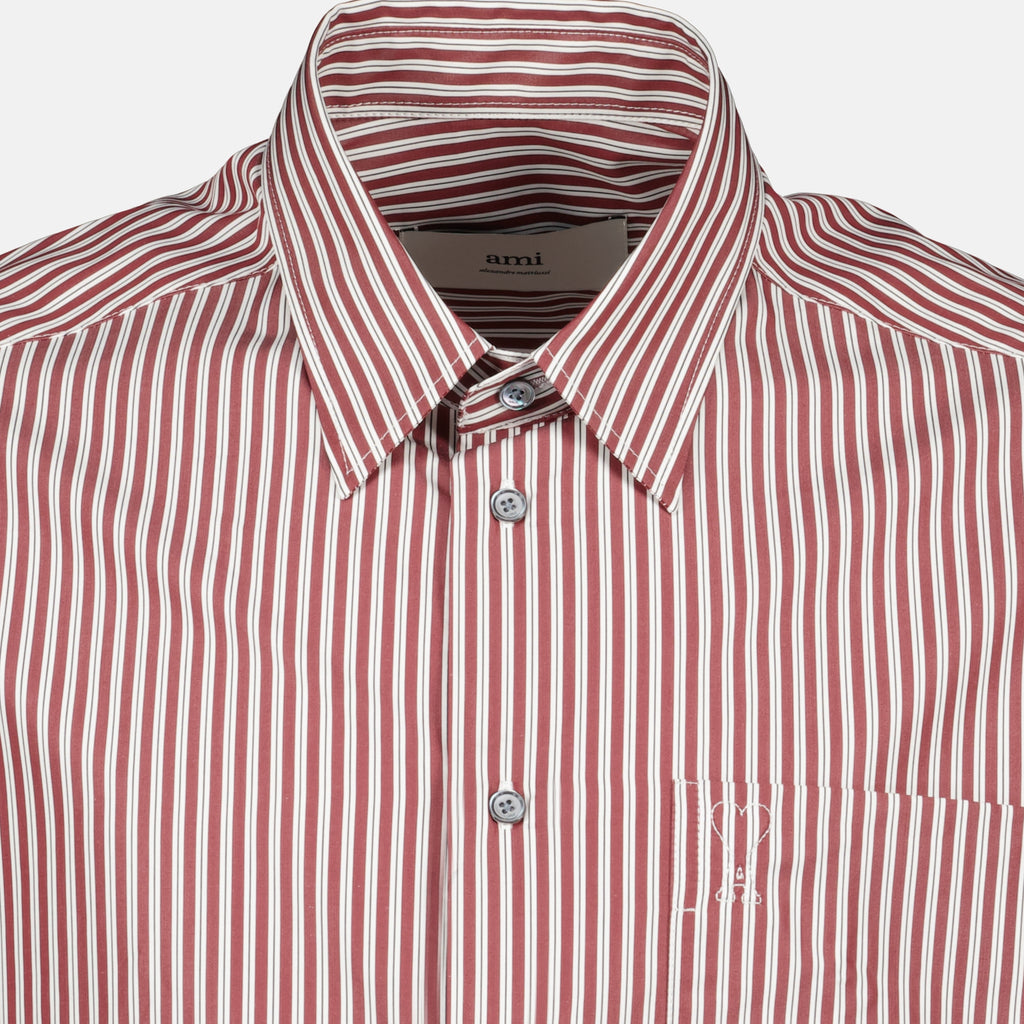 Image of the article Ami heart striped red shirt from the brand Ami PARIS for Unisex - Autumn-Winter Season 2025 - Detailed View 2