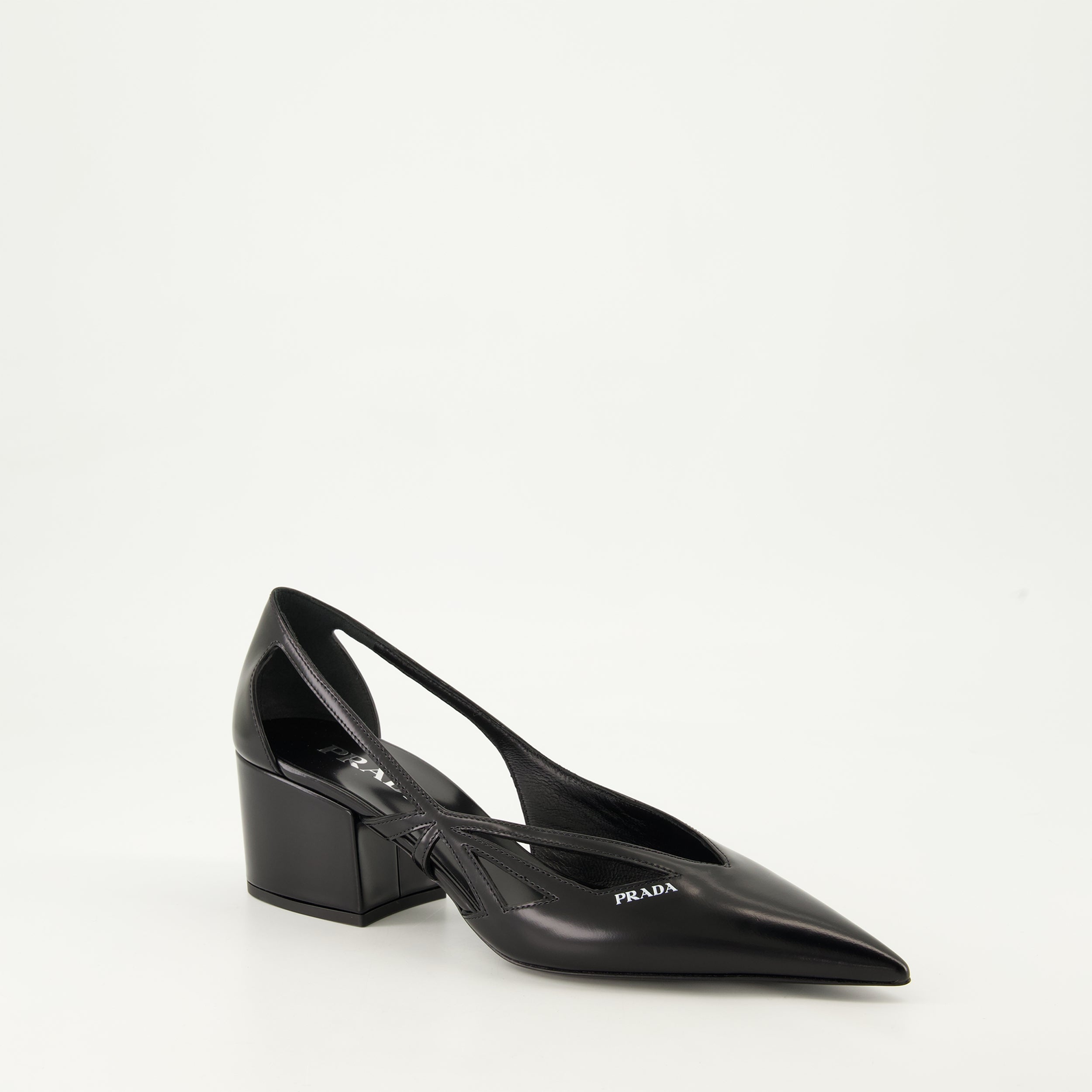 Scarpe con tacco Décolleté in Pelle Lucida Prada Nero Femme