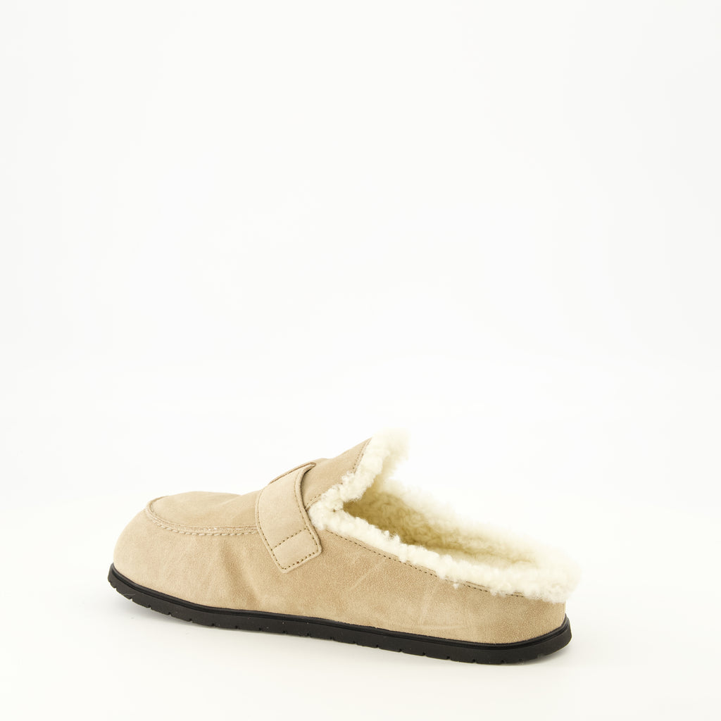 Chaussures ouvertes Beige Kalbswildleder-Mules Prada Beige Femme