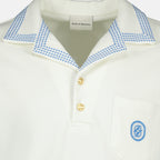 Polos Polo en coton piqué damier Drole De Monsieur Blanc Homme
