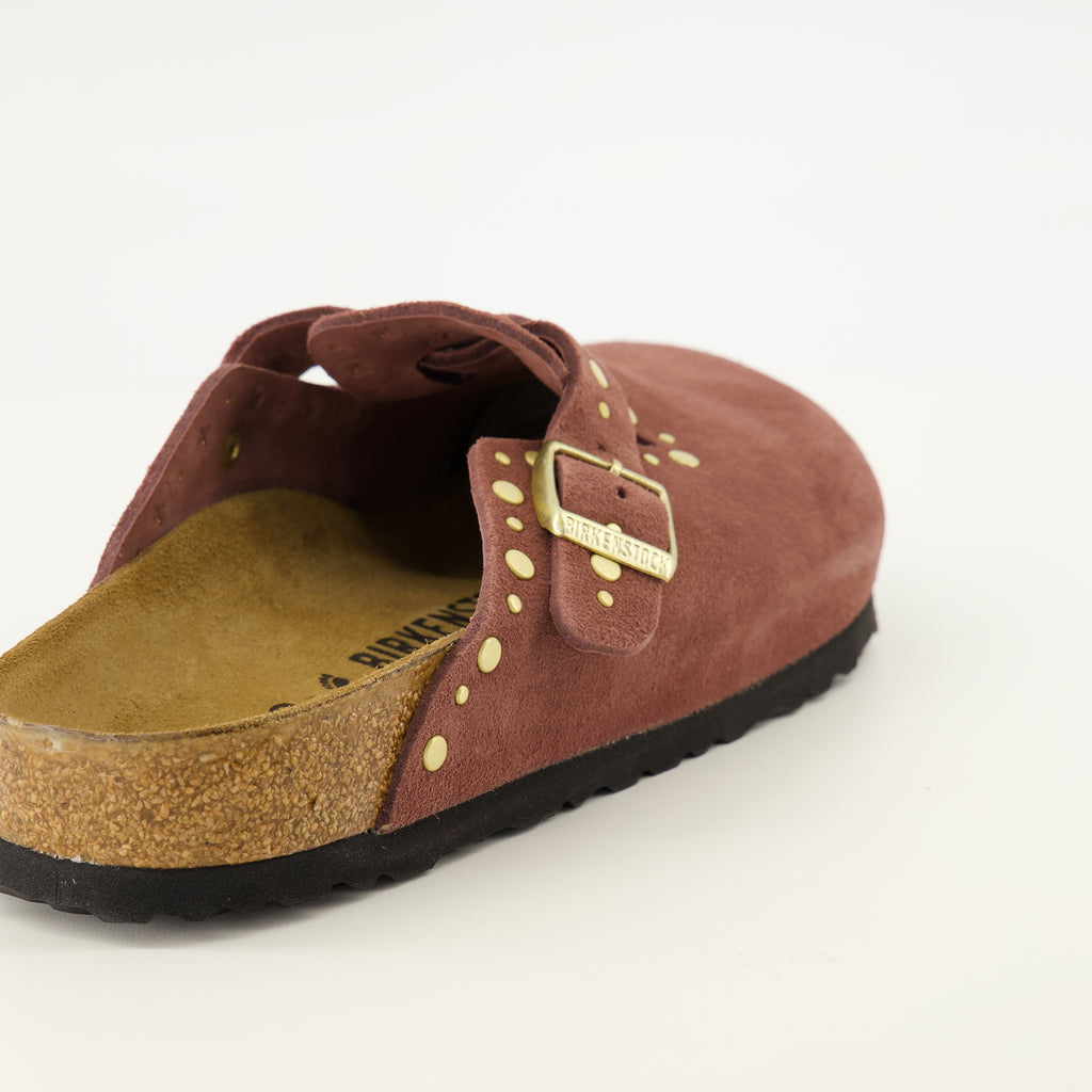 Chaussures ouvertes 보스턴 핑크 뮬 리벳 Birkenstock Rose Femme
