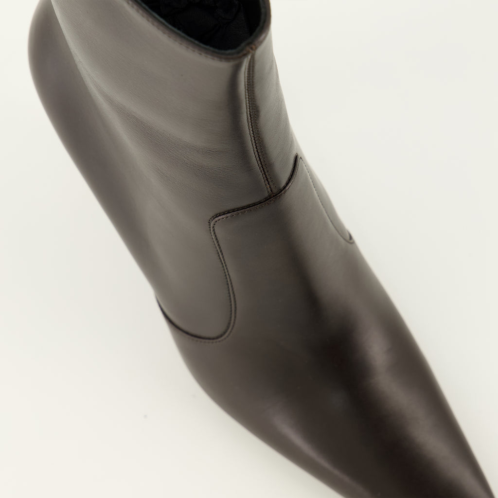 Bottines Opyum Stiefeletten aus braunem Leder Saint Laurent Marron Femme
