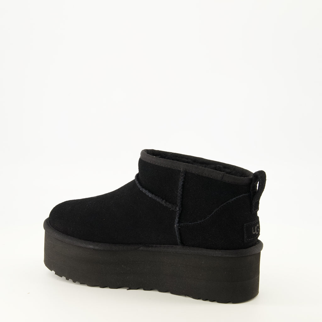 Bottines Klassische Ultra Mini Plattform Stiefeletten Schwarz Ugg Noir Femme