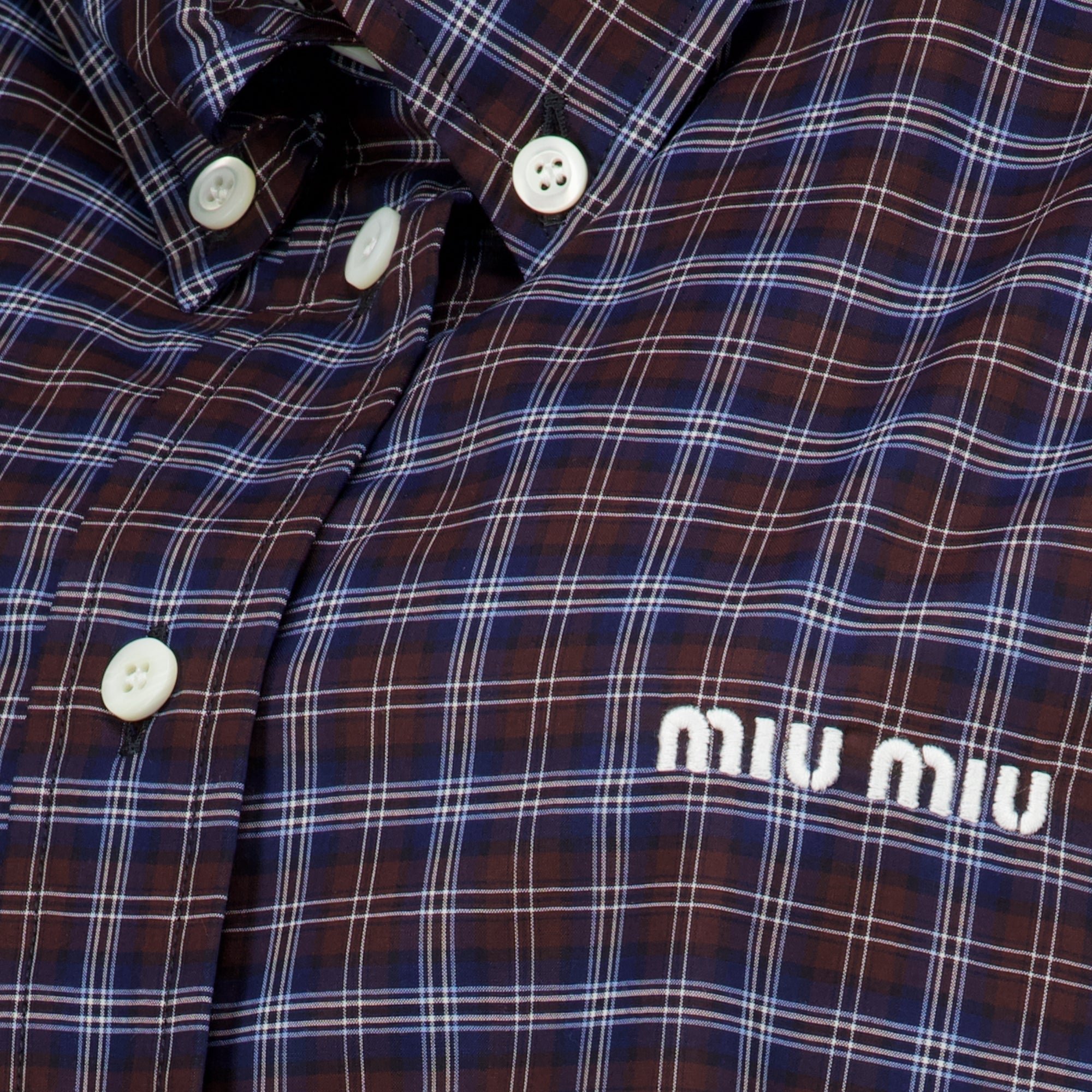 Chemises Camisa de Algodão Xadrez Miu Miu Violet Femme