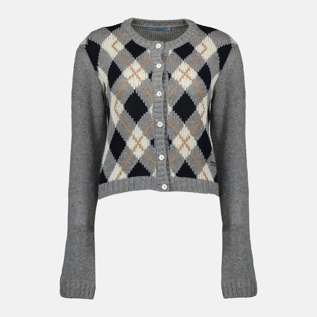 프라다 여성용 울 카디건 이미지 - 2025 가을-겨울 - 정면 보기