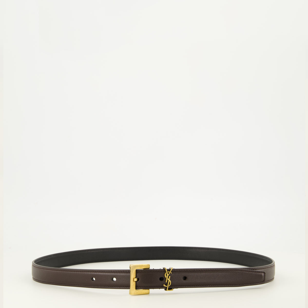 Ceintures Cassandre Fine Leather Belt in Brown Saint Laurent Marron Femme