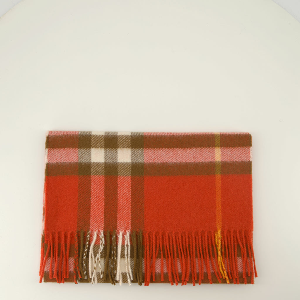 Écharpes, foulards et gants Écharpe en cachemire Check orange Burberry Orange Unisexe