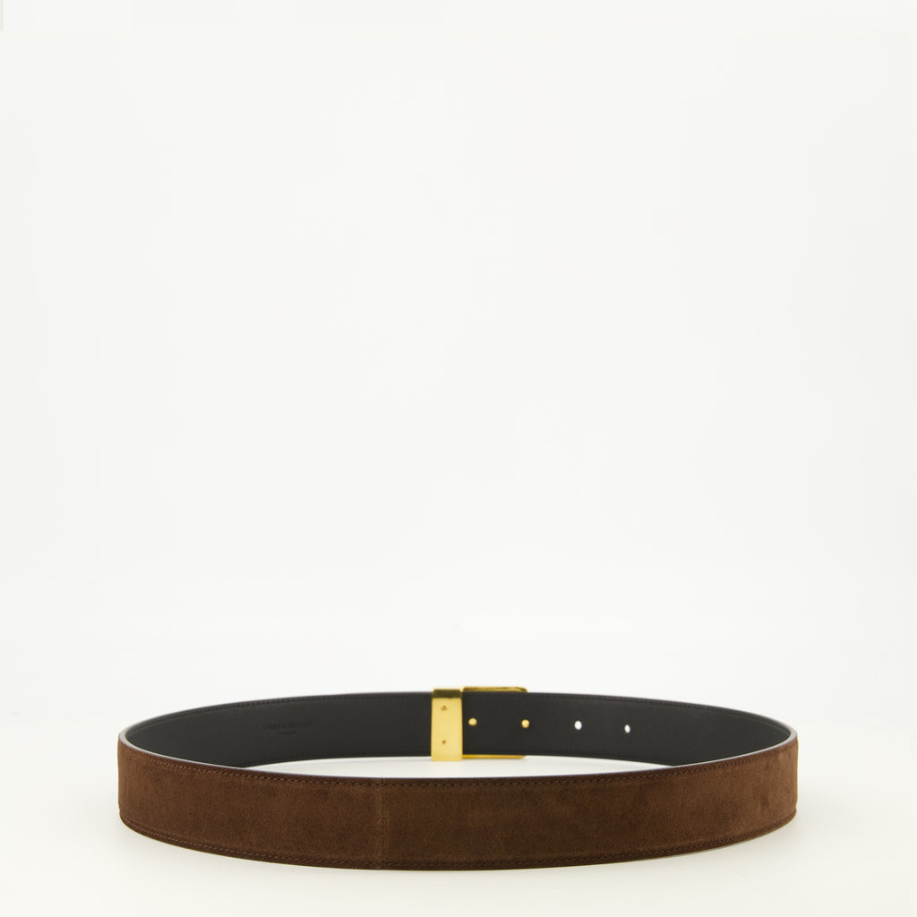Ceintures 66 Belt in Brown Suede Saint Laurent Marron Femme