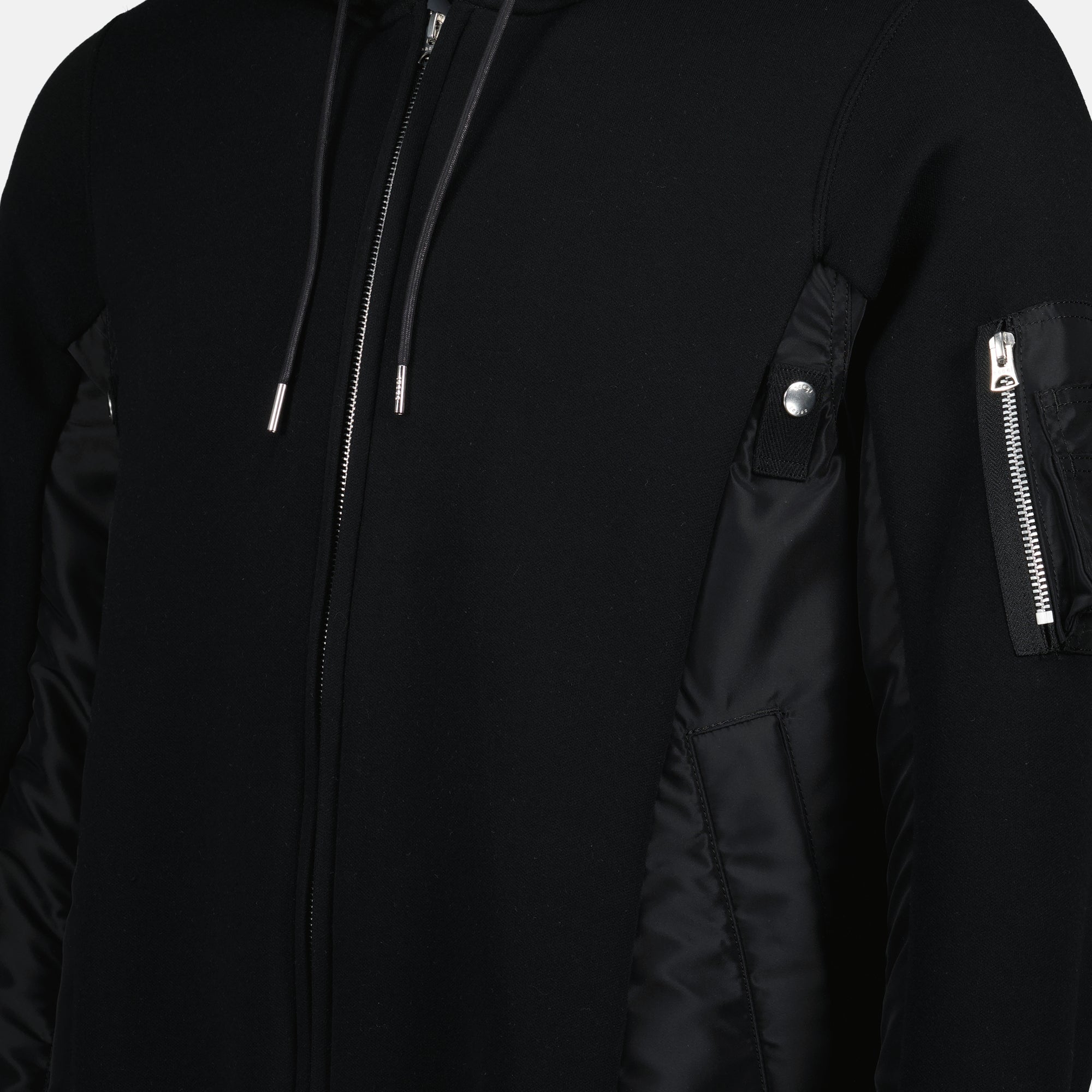 Sweatshirts Sweat zippée bi-matière Sacai Noir Homme