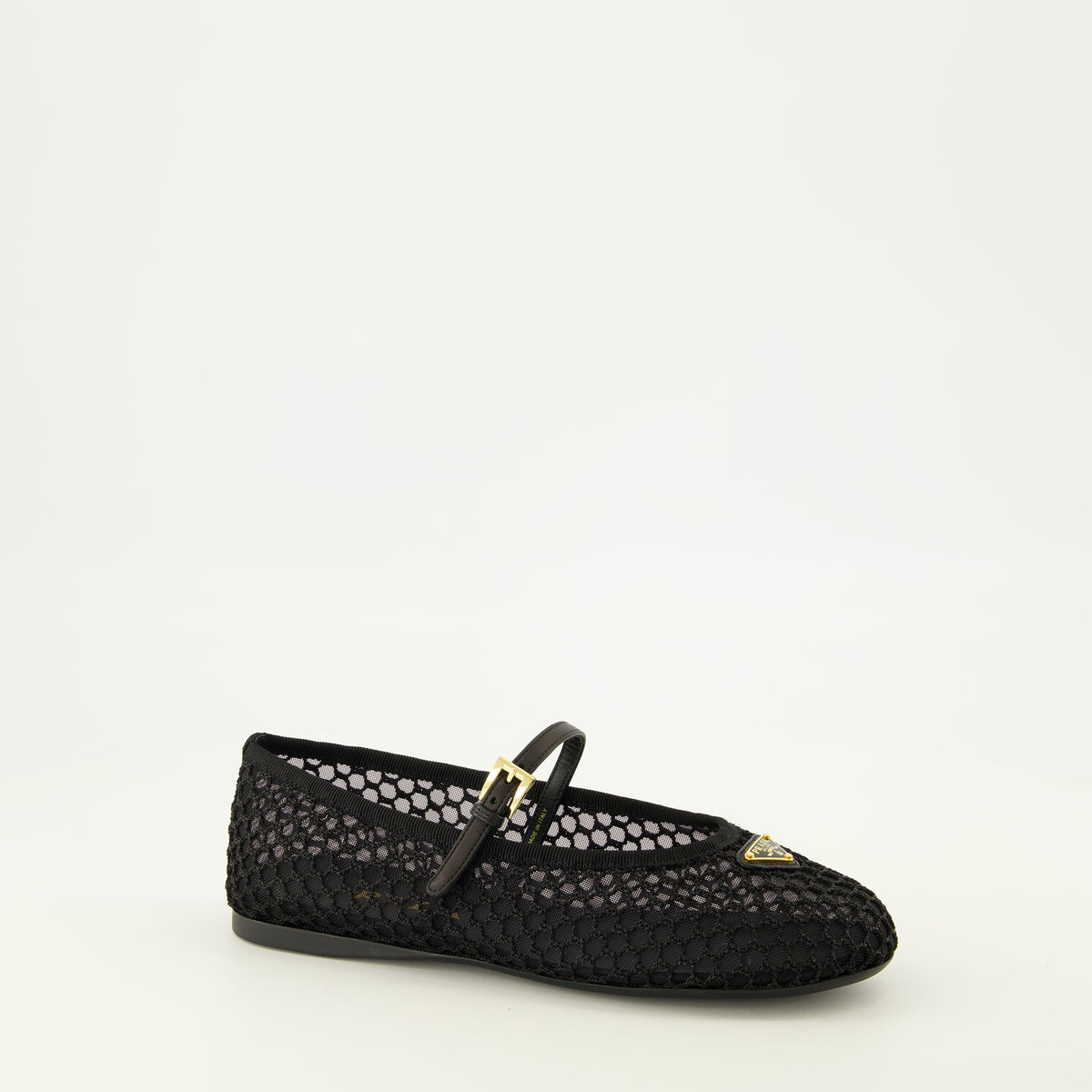 Chaussures plates Schwarze Netz-Ballerinas Prada Noir Femme