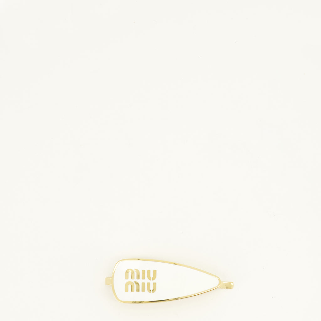 Chapeaux, casquettes et bonnets Clip de Cabelo de Metal Esmaltado Branco Miu Miu Blanc Femme