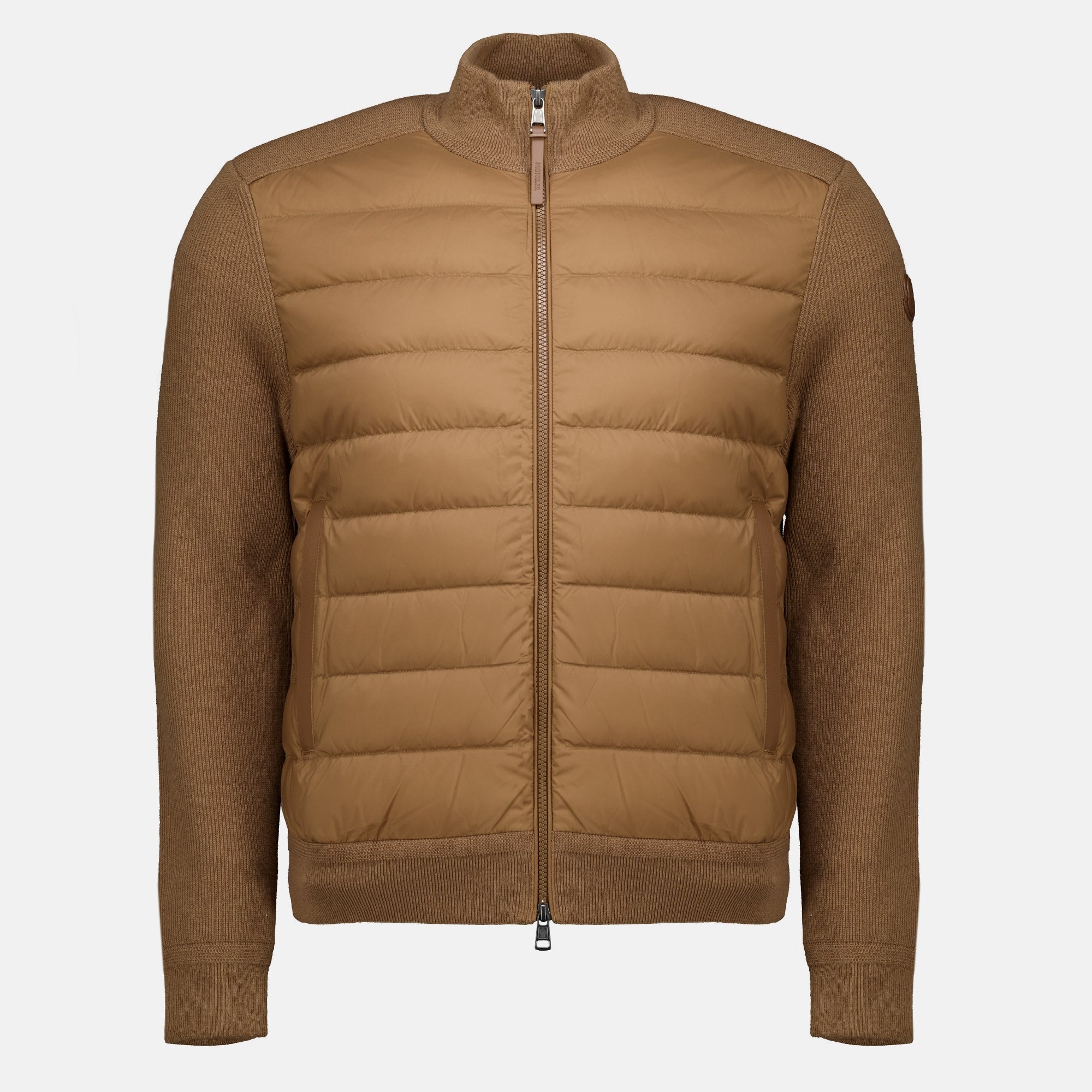 Vestes Cárdigan de Cierre Tipo Zip Acolchado en Marrón Moncler Marron Homme