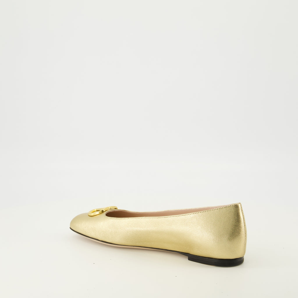 Chaussures plates VLogo 나파 가죽 발레리나 Valentino Garavani Doré Femme