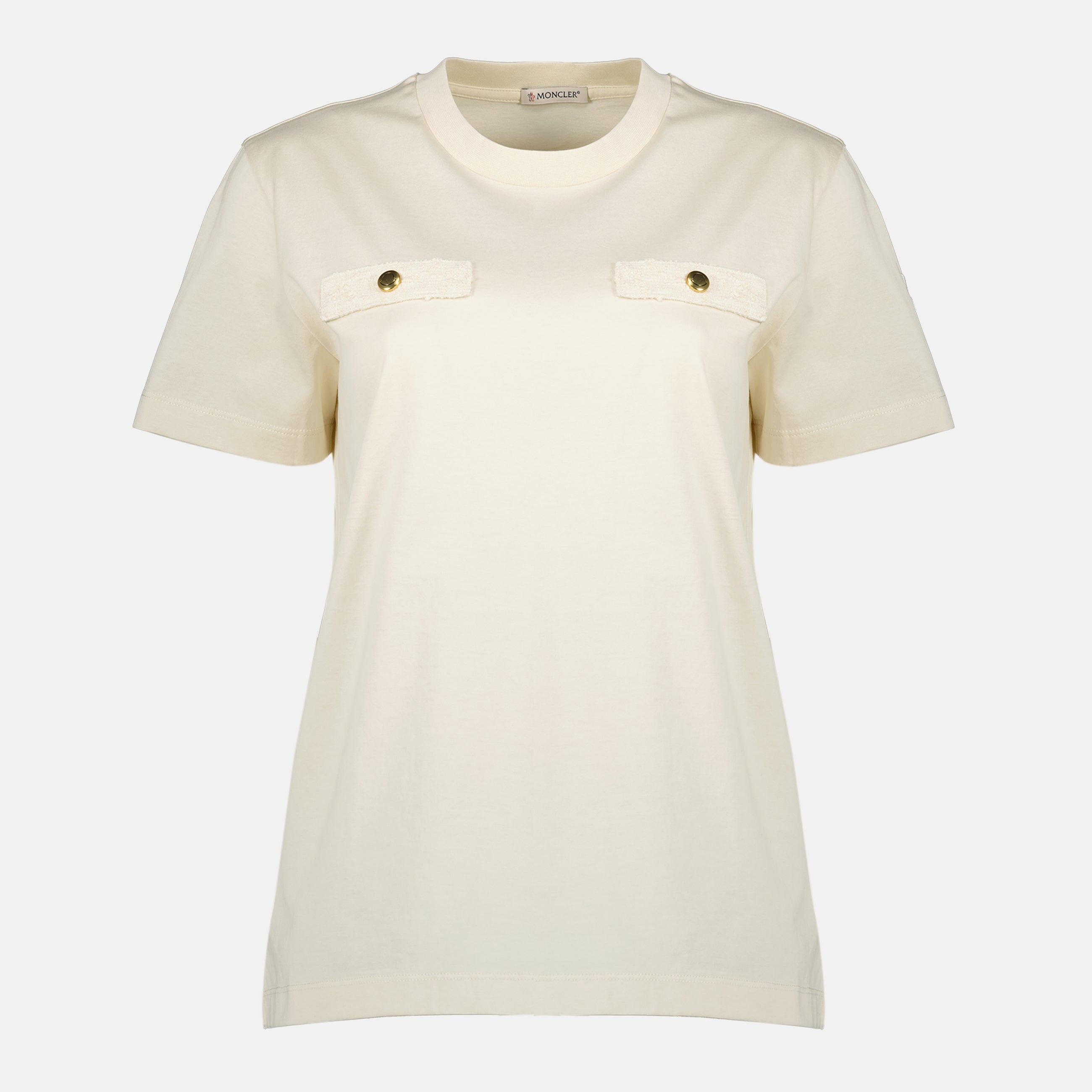 Image de l'article T-shirt en coton blanc de la marque Moncler pour Femme - Saison Printemps-Été 2026 - Vue de Face