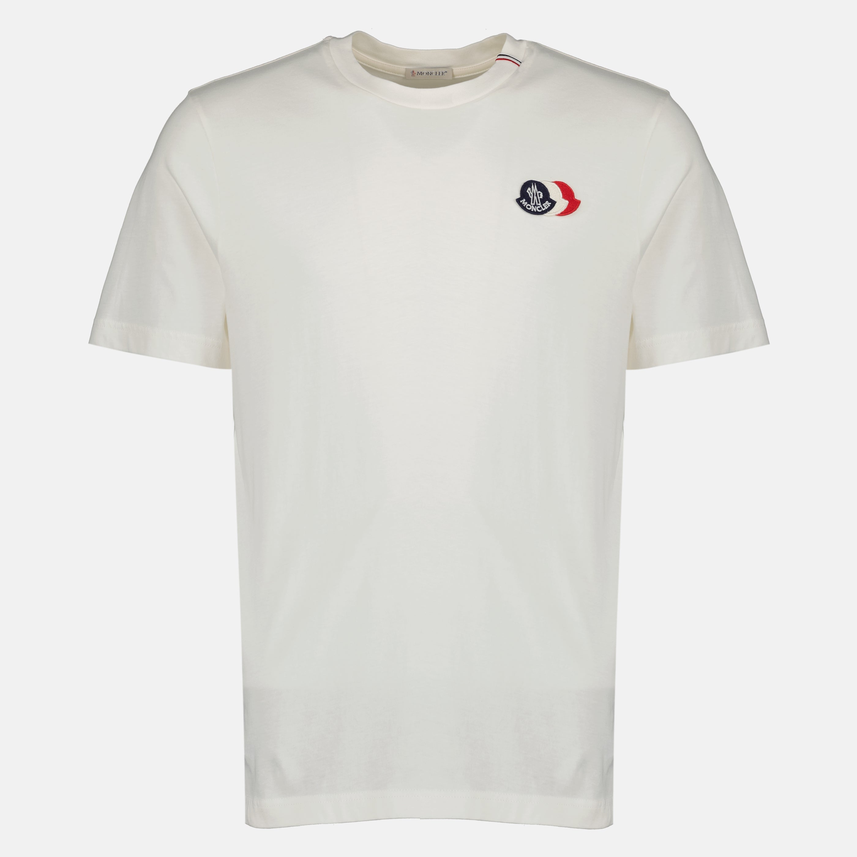 T-shirts T-shirt en coton à logo tricolore blanc Moncler Blanc Homme