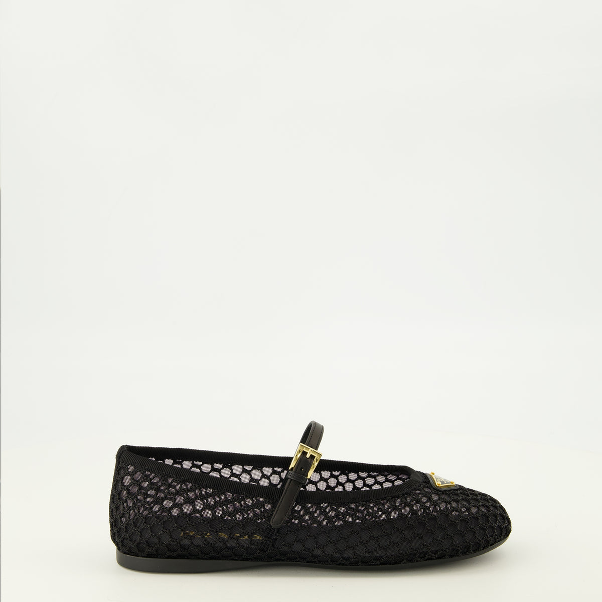 Chaussures plates Schwarze Netz-Ballerinas Prada Noir Femme
