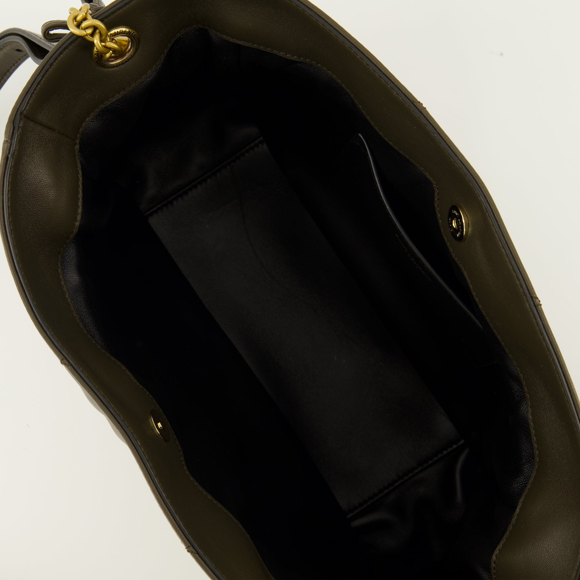 Sacs seau 카키 가죽으로 만든 Jamie 숄더 파우치 백 Saint Laurent Kaki Femme