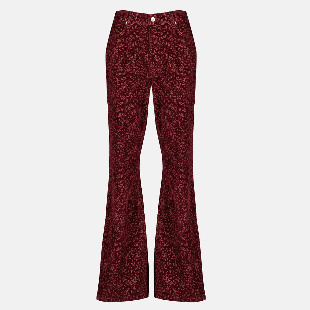 Imagem do jeans vermelho com efeito veludo em algodão da marca Rabanne para Mulheres - Coleção Primavera-Verão 2026 - Vista Frontal